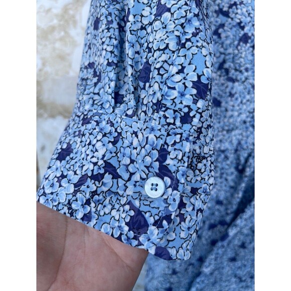 Tuckernuck Hayes Blue Hydrangeas Button Front Shirt Dress size large - Picture 7 of 12